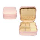 Mini Porta-joias Portátil C/ Zíper Compacto Seguro - Rosa