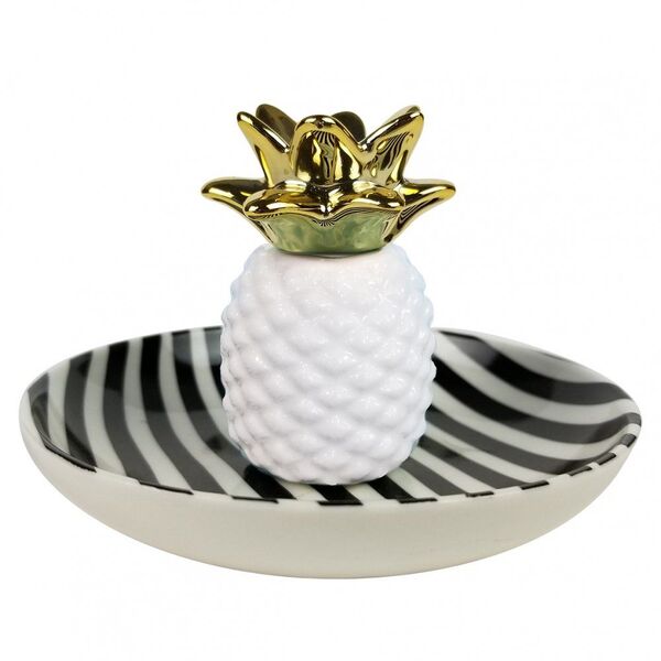 Mini Prato Decorativo De Ceramica Abacaxi 10cm X 7 2cm