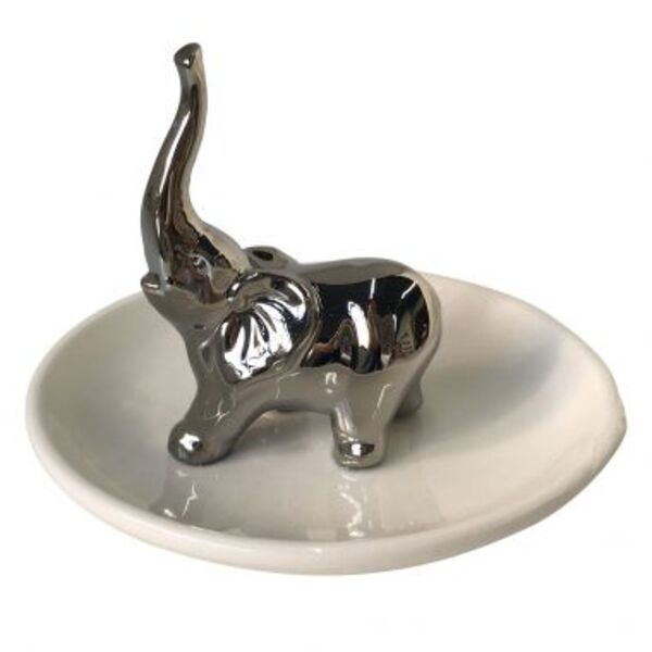 Mini Prato Decorativo De Ceramica Elefante Prata 12 5cm X 9