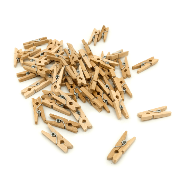 Mini Prendedor Madeira 2,5cm - 100 Unidades