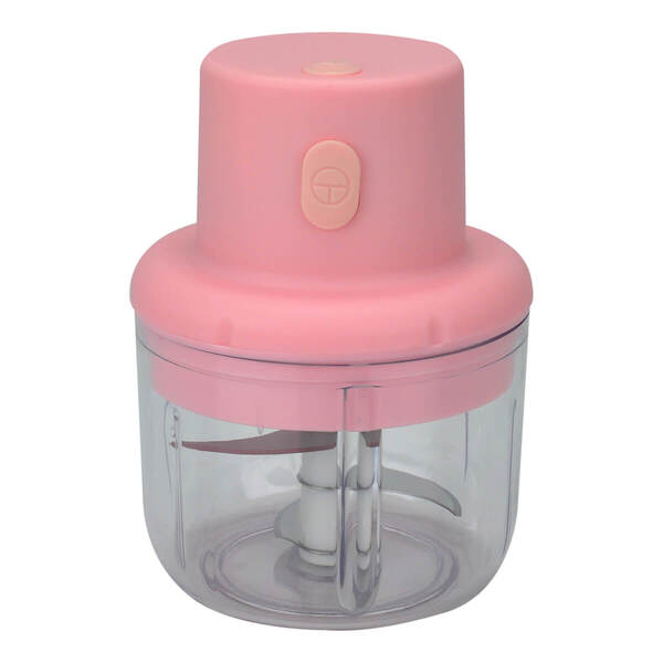Mini Processador De Alimentos Elétrico Recarregável Usb Rosa