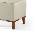 Mini Puff Oxford De Linho Para Apoio De Pés - Areia