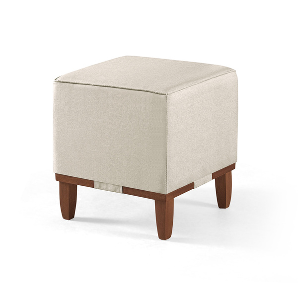 Mini Puff Oxford De Linho Para Apoio De Pés - Mescla Bege