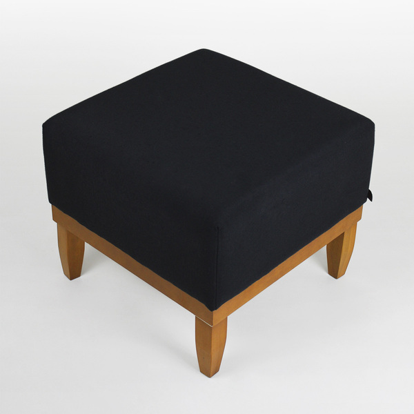 Mini Puff Quadrado Multiuso Para Sala Linho - Preto
