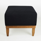 Mini Puff Quadrado Multiuso Para Sala Linho - Preto