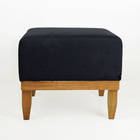 Mini Puff Quadrado Multiuso Para Sala Linho - Preto