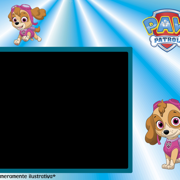 Mini Quadro Lousa Negro Patrulha Canina Skye / Acompanha Giz