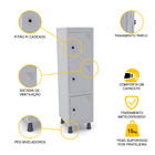 Mini Roupeiro De Aço 3 Portas Pitão Pandin - Cinza