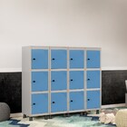 Mini Roupeiro De Aço 3 Portas Pitão Pandin - Cinza/azul Dalí