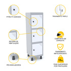 Mini Roupeiro De Aço 3 Portas Pitão Pandin - Cinza/branco