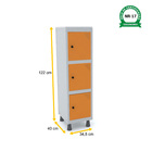 Mini Roupeiro De Aço 3 Portas Pitão Pandin - Cinza/laranja