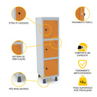 Mini Roupeiro De Aço 3 Portas Pitão Pandin - Cinza/laranja