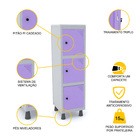 Mini Roupeiro De Aço 3 Portas Pitão Pandin - Cinza/lilás