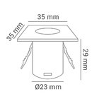 Mini Spot Embutir Para Movéis Quadrado Preto 3 5cm Led 1w 300