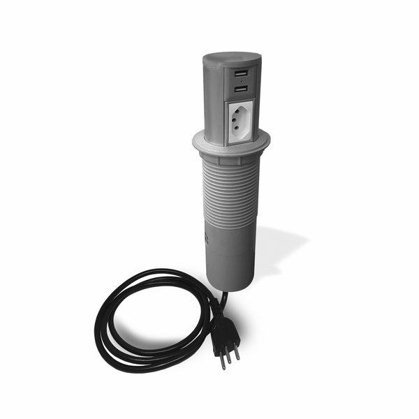 Mini Totem Com Abertura Automatica, Equipado Com 1 Tomada Elétrica 10A E Duplo USB Charger 3.0A Qtmov