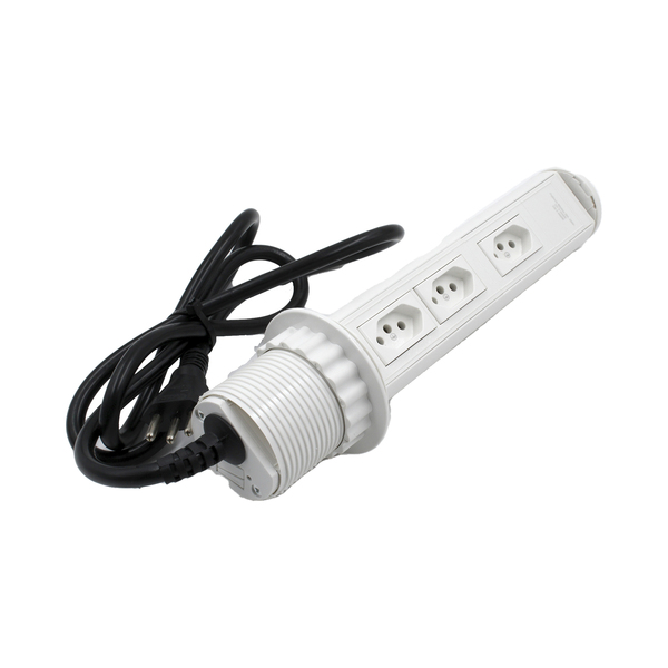 Mini Totem Manual Branco Com 3 Tomadas De 20A Tensão Maxima 250 V  Com Cabo De Alimentação Qtmov