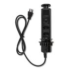 Mini Totem Manual com Cabo de 1,6m Preto 2 Tomadas Duto QTMov