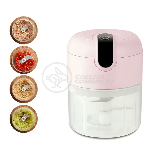 Mini Triturador Elétrico Portátil Rosa Recarregável Usb 280ml