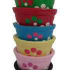 Mini Vaso Barro Cerâmica Amarelo Pintado A Mão