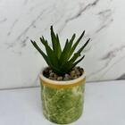 Mini Vaso Verde De Cerâmica Artesanal Estampa Marmorizada