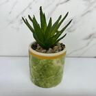 Mini Vaso Verde De Cerâmica Artesanal Estampa Marmorizada