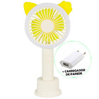 Mini Ventilador Portátil Led Usb Recarregável + Adaptador Ama