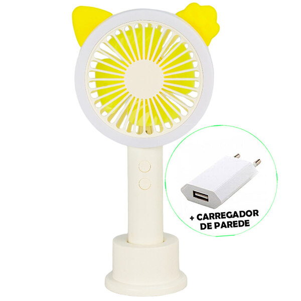 Mini Ventilador Portátil Led Usb Recarregável + Adaptador Ama