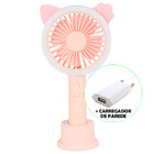 Mini Ventilador Portátil Led Usb Recarregável + Adaptador Ros