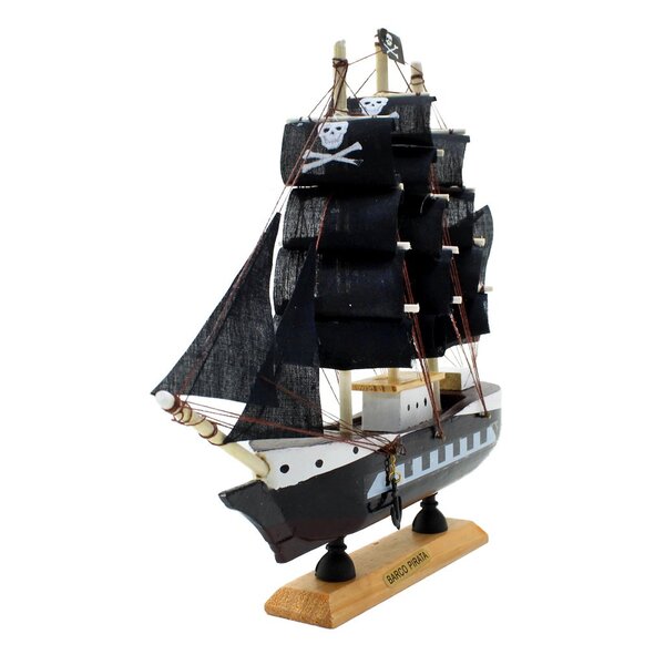 Miniatura Barco Navio Pirata De Madeira Veleiro Decorativo –
