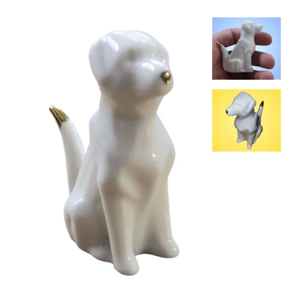 Miniatura Cachorro Dog De Porcelana - Branco Enfeite Estatua