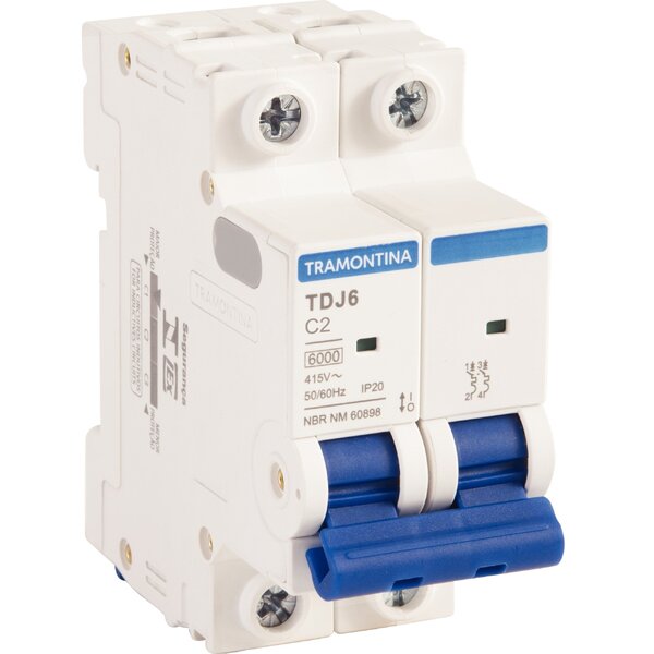 Minidisjuntor Tdj6 2 P 2a 6ka Curva C Tramontina