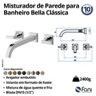 Misturador Banheiro Parede Bella Clássica Champanhe Fani