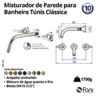 Misturador Banheiro Parede Túnis Clássica Preto Fosco Fani