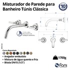 Misturador Banheiro Parede Túnis Clássica Preto Fosco Fani