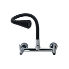 Misturador Cozinha Conic Tubo Flexível Preto Parede 2 Jatos