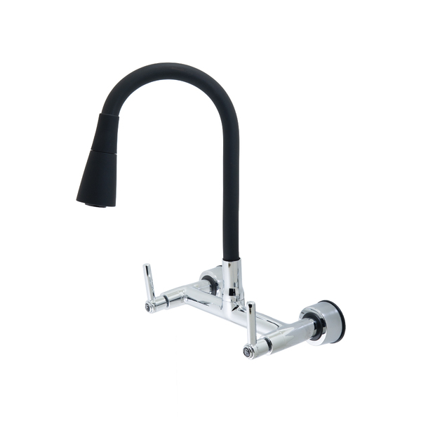 Misturador Cozinha Conic Tubo Flexível Preto Parede 2 Jatos