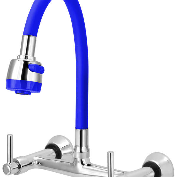 Misturador De Cozinha Flexível Azul Para Parede 1/4 De Volta