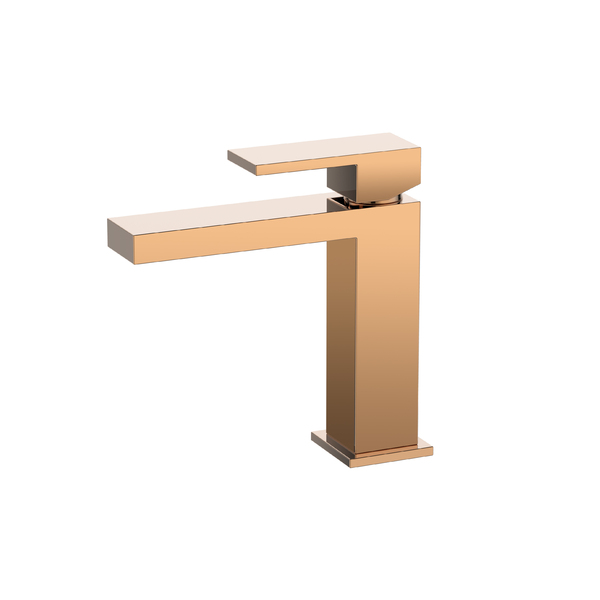 Misturador Monocomando Lavatório Quadrado Baixo Rose-gold