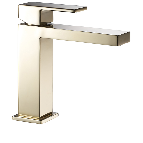 Misturador Monocomando Lavatório Quadrado Bica Baixa Gold
