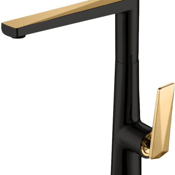 Misturador Monocomando Para Cozinha - Acabamento Preto E Dour