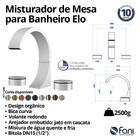 Misturador Para Banheiro Elo 1877 Champanhe Fani