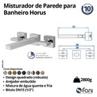 Misturador Para Banheiro Parede Horus Grafite Liso Fani