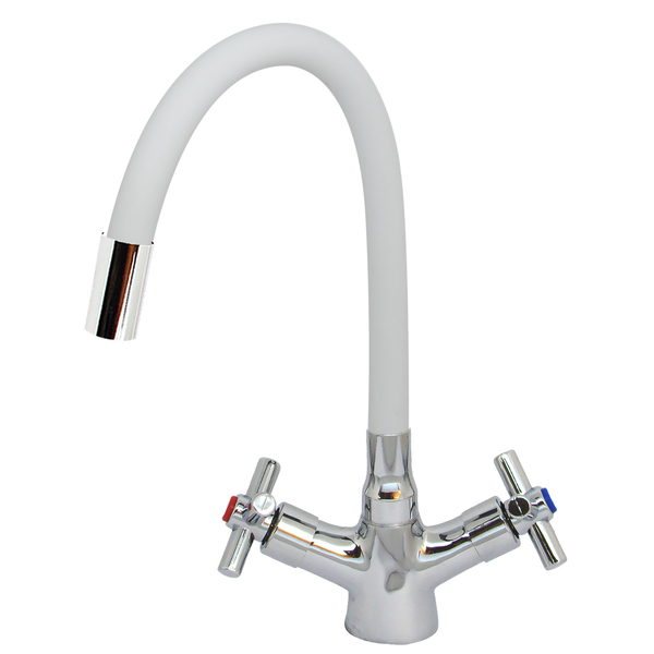 Misturadora Metal Malta, Cozinha, 1/4", Bica Flexível Branca