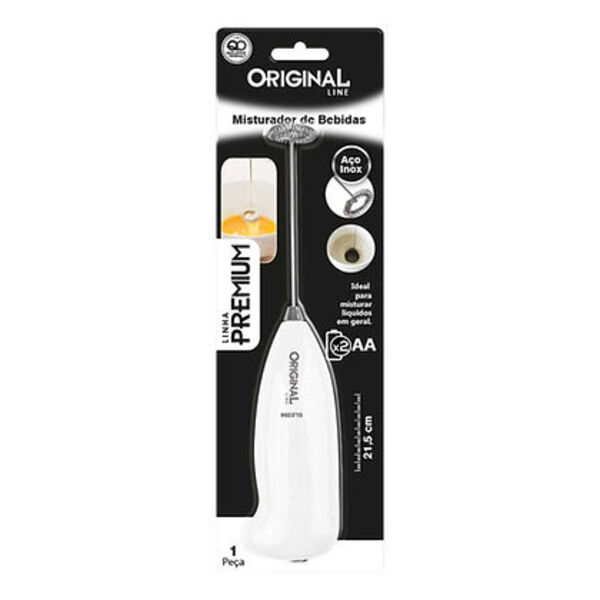 Mixer Misturador De Bebidas Inox A Pilha Cor Branco