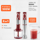 Mixer Premium Mondial M-10 500w Vermelho Com Inox 127v
