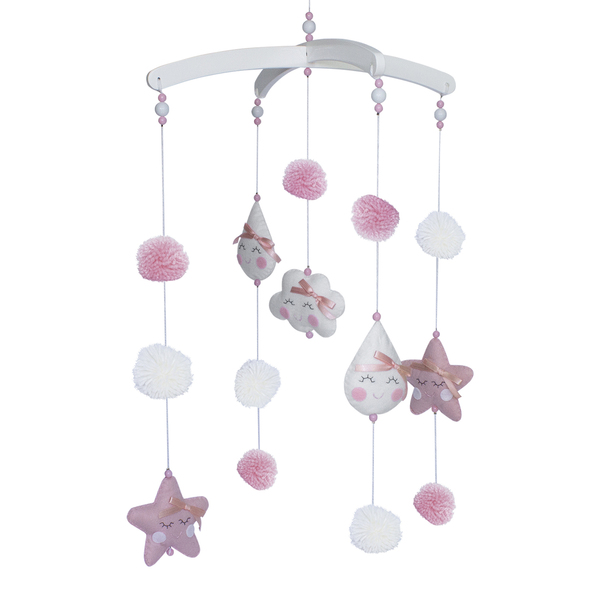 Móbile De Teto Chuva De Amor Rosa Quarto Bebê Infantil Menina