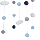 Móbile De Teto Crochê Bolas E Nuvens Azul Quarto Bebê Infanti