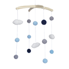 Móbile De Teto Crochê Bolas E Nuvens Azul Quarto Bebê Infanti