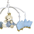 Móbile Musical Corôas Azuis E Ursinho Quarto Bebê