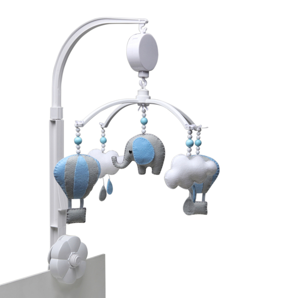Móbile Musical Elefante Balão Azul Quarto Bebê